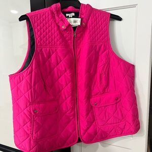 Crown and ivy puffer vest hot pink quilted 3x